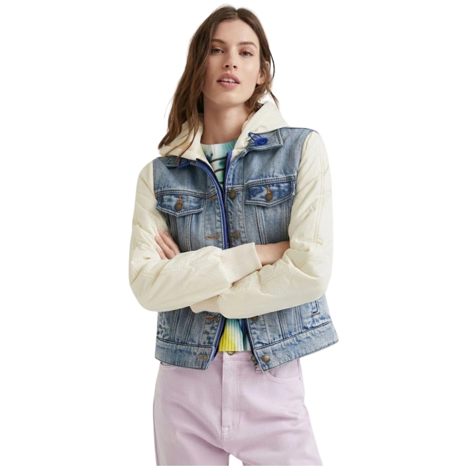 Dámská Desigual džínová bavlněná baseballová bunda se zapínáním vel.