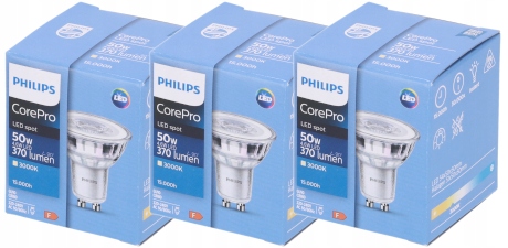

3x Żarówka Led 4,6W =50W 370lm GU10 3000K Philips