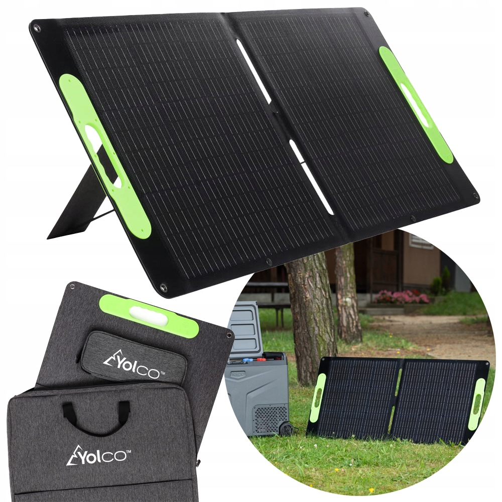 Přenosný solární fotovoltaický panel pro napájení chladničky Yolco o výkonu 100 W