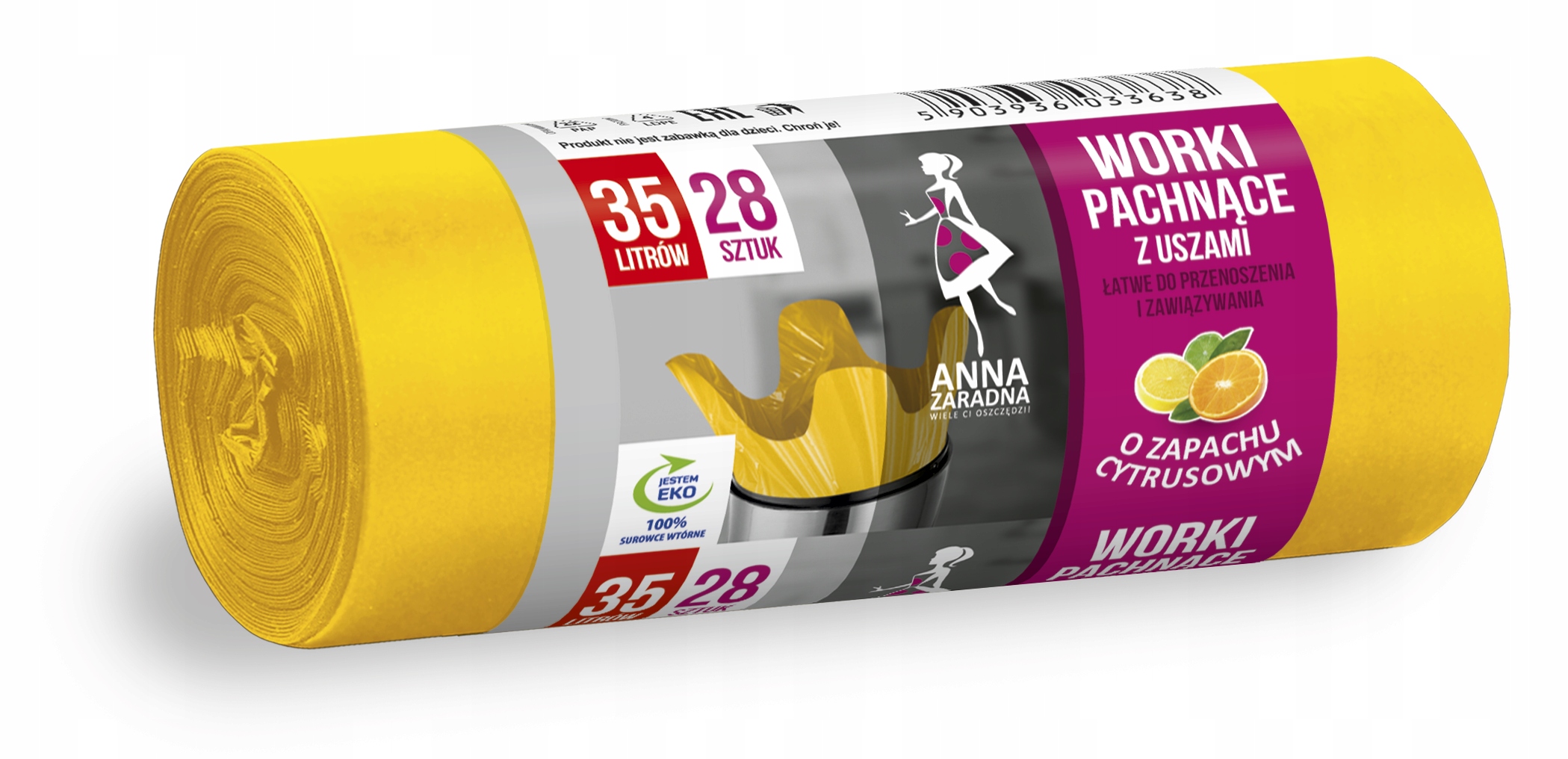 

Az Worki na śmieci z uszami cytrusowe 35L 28szt