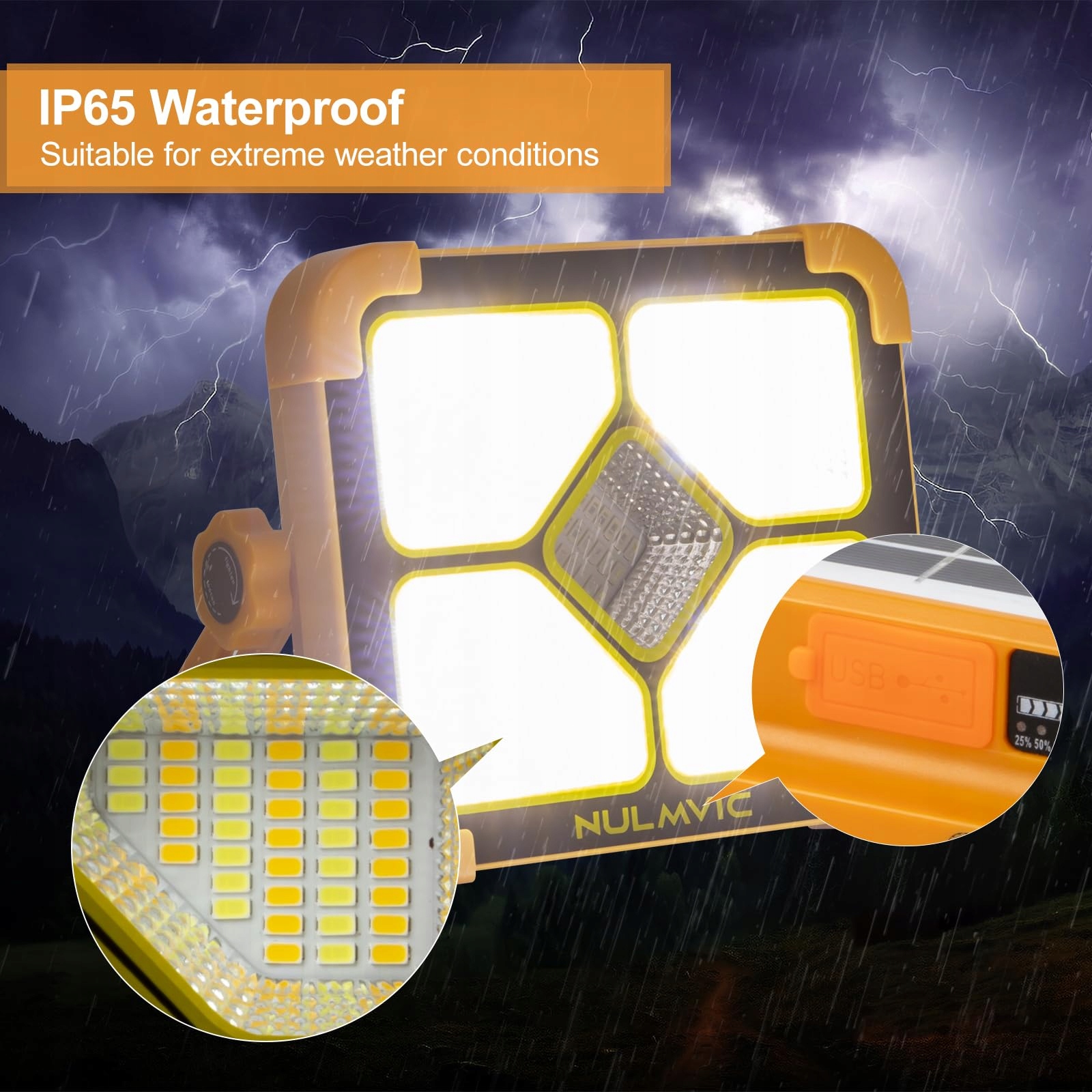 Reflektor budowlany LED, akumulatorowy, przenośny, 60 W, lampa robocza LED — miniatura 7