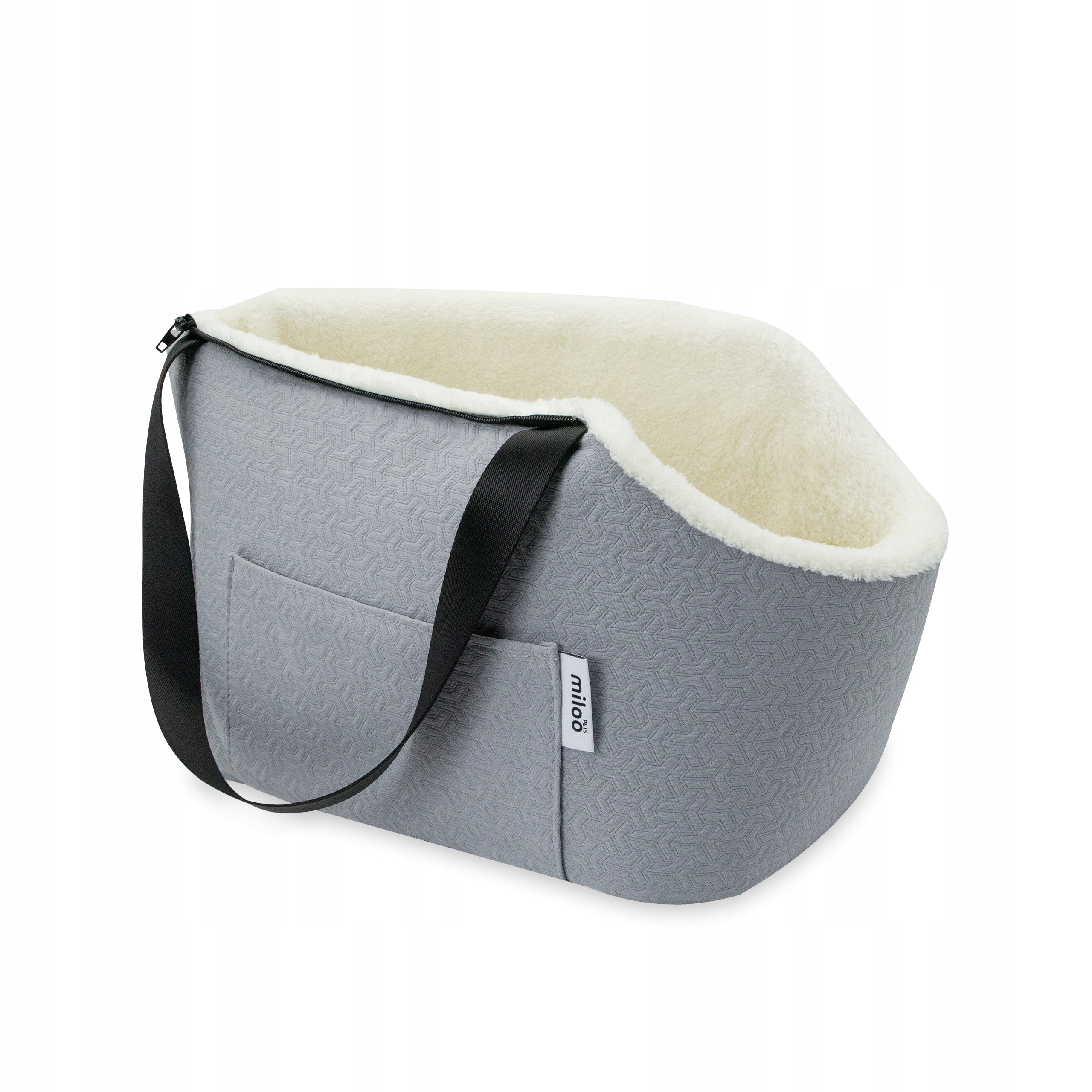 Taška přepravka MilooPets Travelly Gray pro psa kočku 41x25x23 cm Plyšová