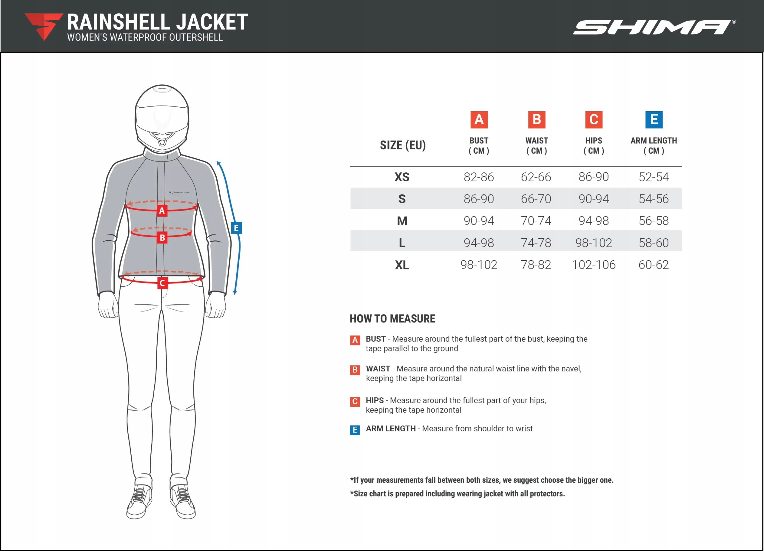 Przeciwdeszczowa kurtka Shima RAINSHELL Lady S Model Rainshell