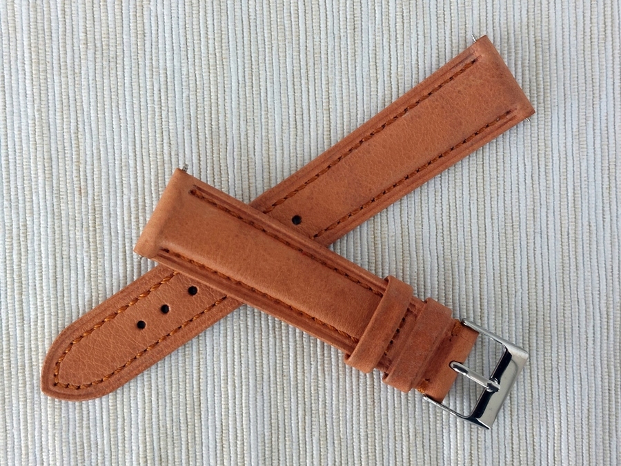 Pasek Do Zegarka 20 MM Tekla Naturalna Skóra Beżowy Miodowy