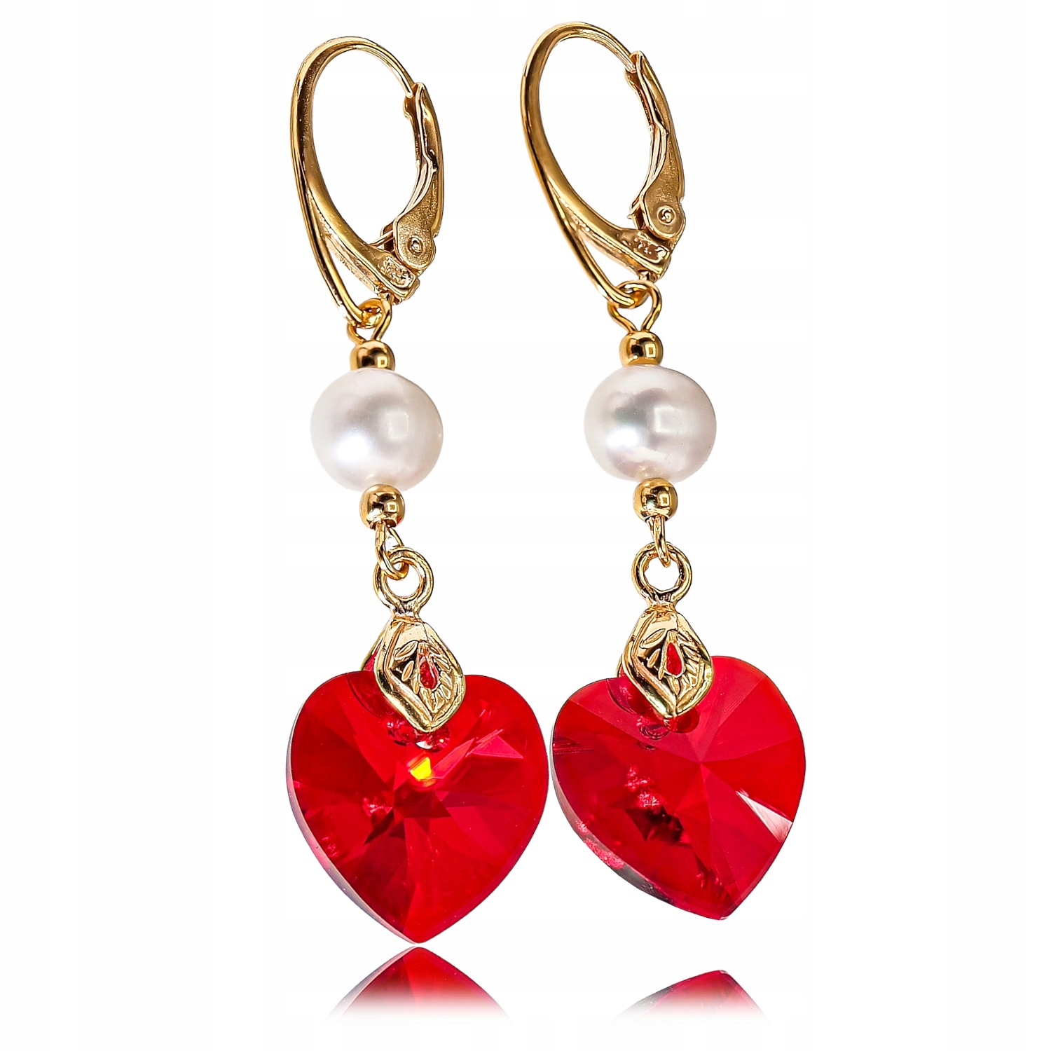 Pravé perly Krystaly Originální Náušnice Siam Zlaté Stříbro Certifikát