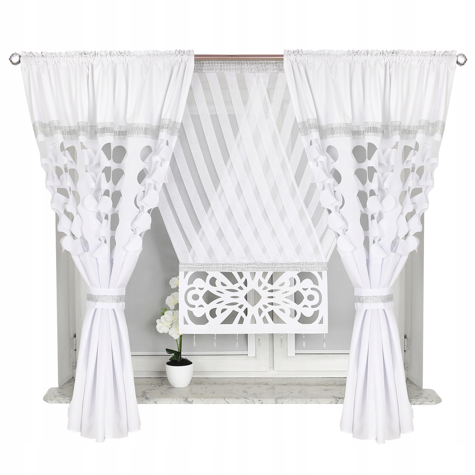 Firana Gotowa Z Panelem 300 X 160 CM Firany Cyrkonie