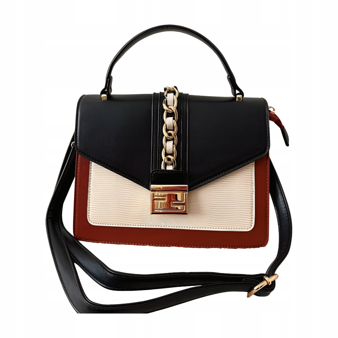 Gallantry kabelka přes rameno hnědá s černou s klopou