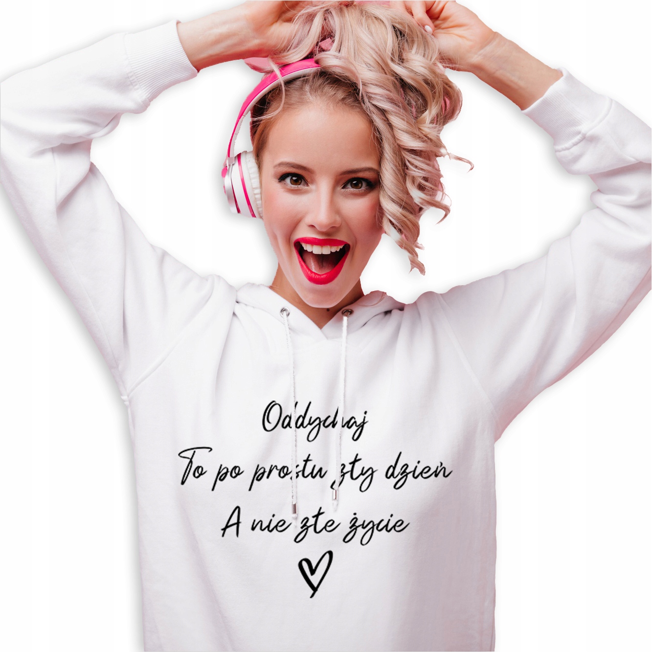 Tepláková Mikina Dámská Bílá S Kapucí Nápisy Jsou Prostě Špatný Den Vzory M