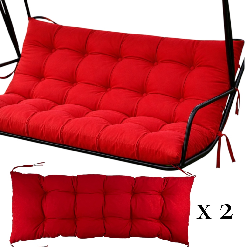 Polštáře na zahradní houpačku 150x50, sada 2 ks, červené