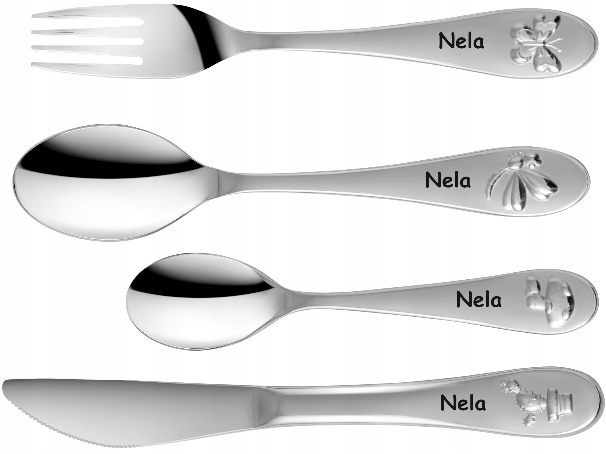 PIERWSZE SZTUĆCE DZIECKA IMIĘ ROCZEK GRAWER Kolor srebrny