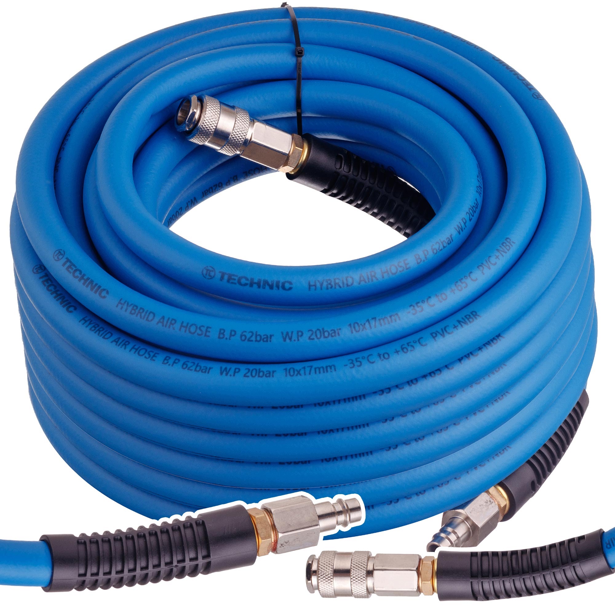 Pneumatická hybridní hadice pro kompresor 10x17 mm 20 m 20 barů Rychlospojka 3/8
