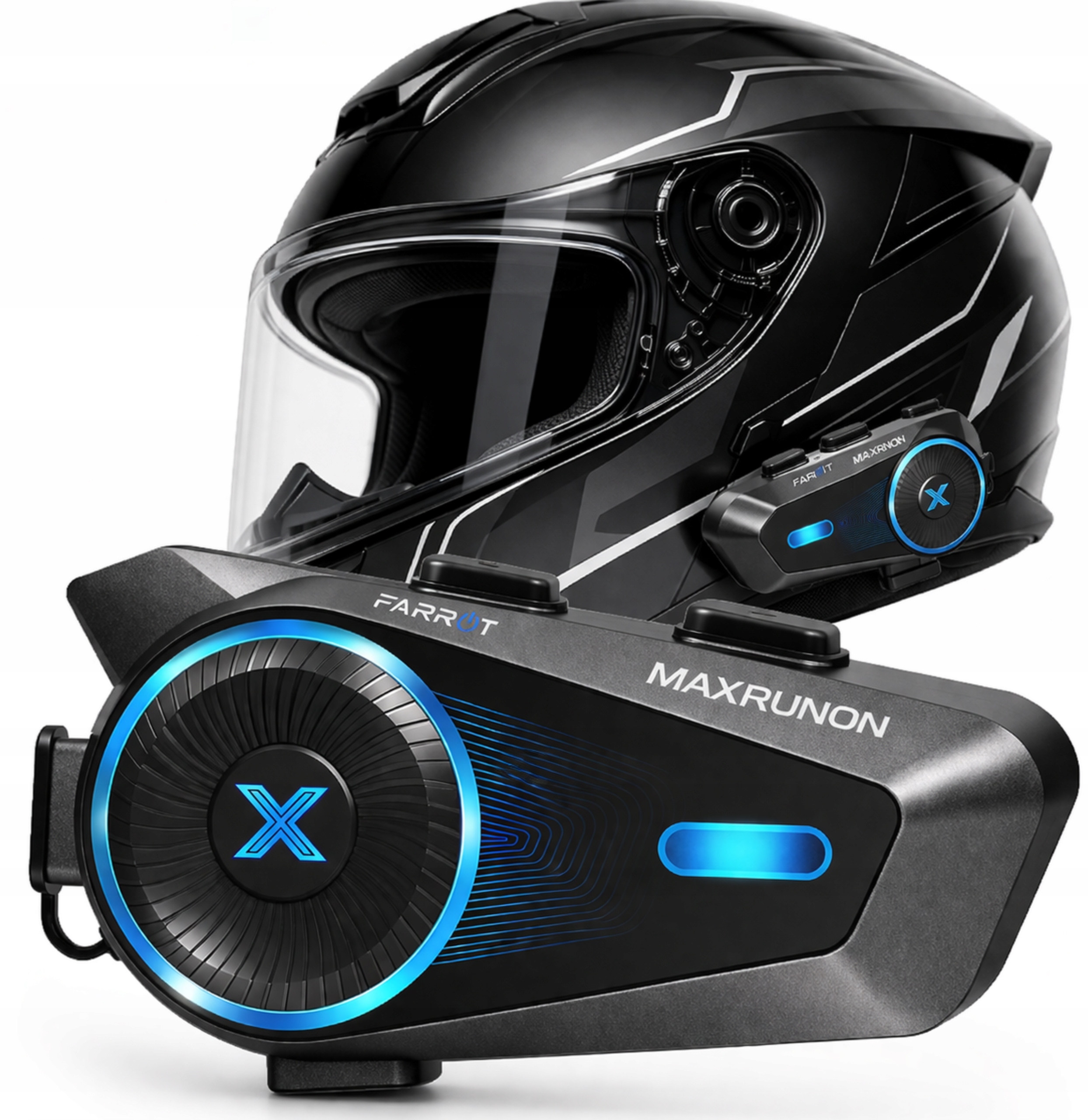 Interkom Motocyklový Mesh 1.6km Bluetooth 5.4 IPX7 Anc 120km/h pre 4 prilby