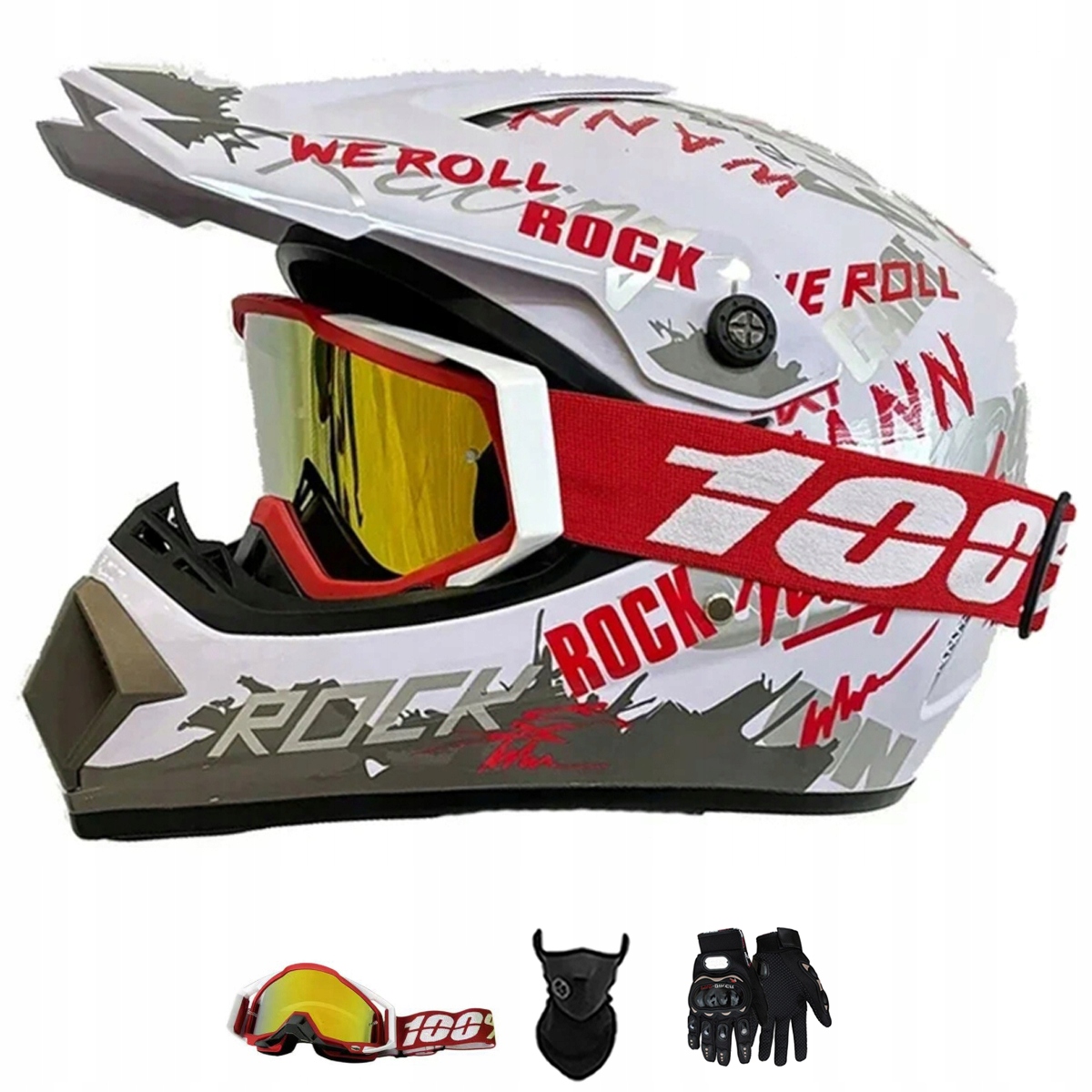 Motocyklová Přilba Lehká Enduro Quada Brýle Rukavice Maska M