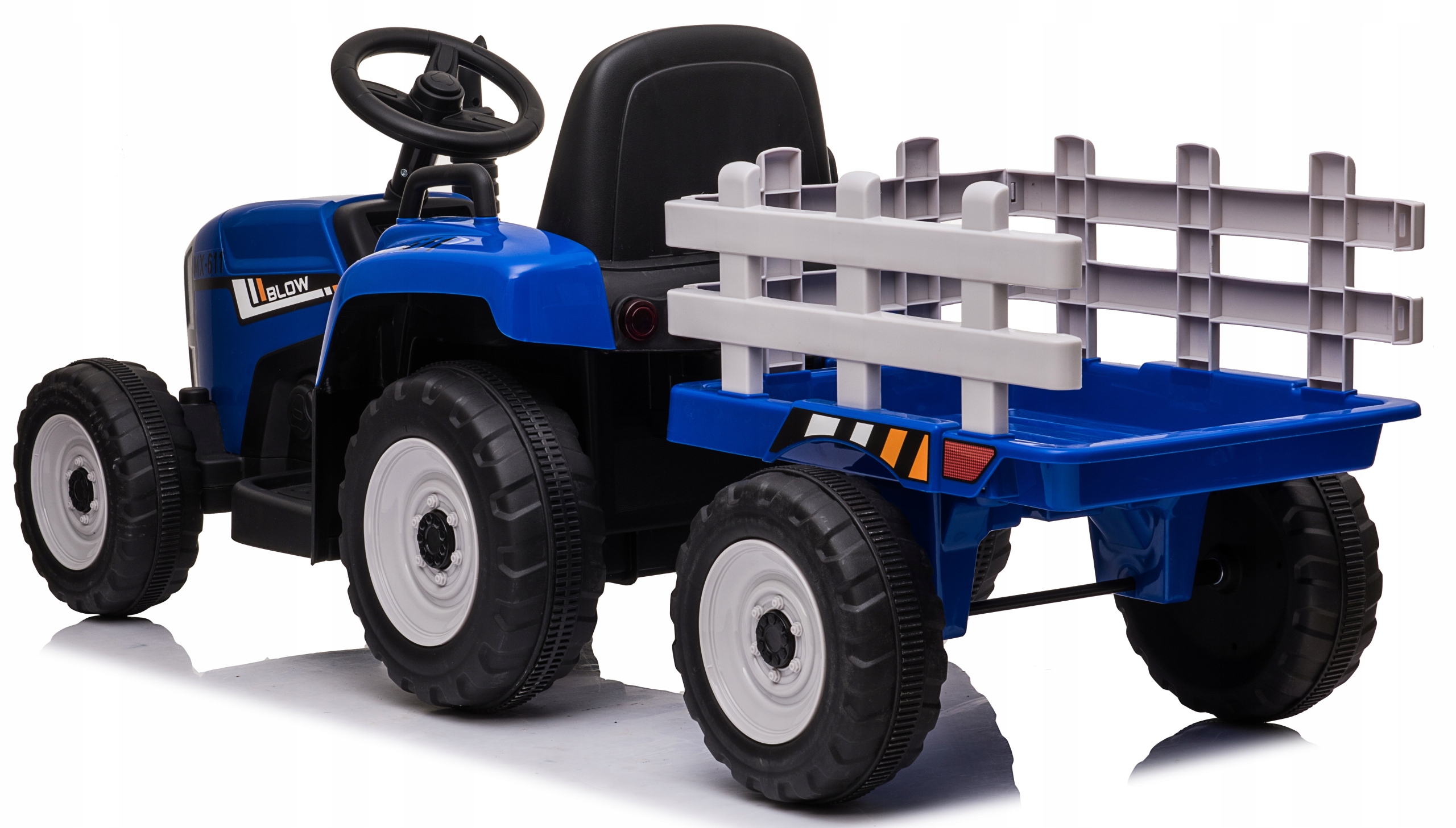TRAKTOR na akumulator z przyczepką LED muzyka PREZENT dla dziecka niebieski