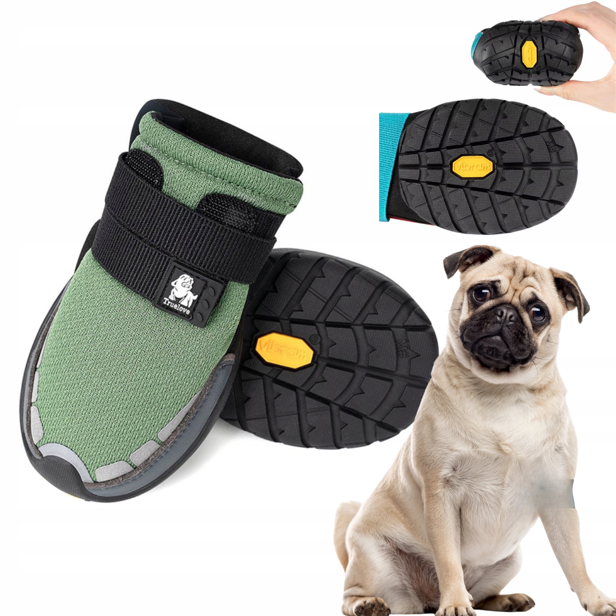 Levně Boty Pro Psa Truelove On Track Podrážka Vibram Xs (2 ks) 5,0 cm Zelená