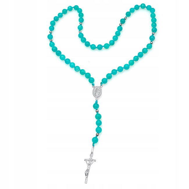 Ručně vyráběný růženec z tyrkysového amazonitu třídy Aaa 6mm stříbro 925