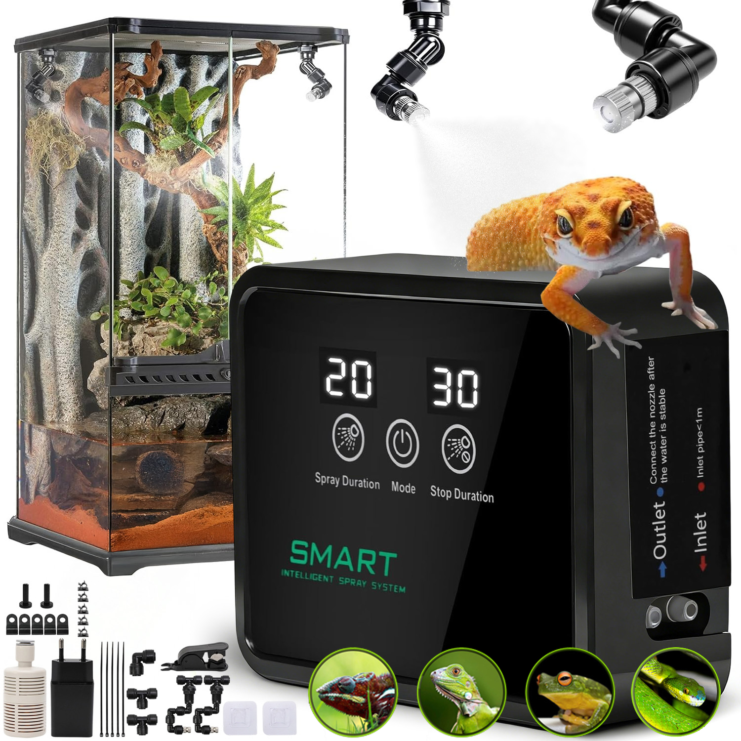 Levně Inteligentní Zvlhčovač Pro Terária, Inteligentní Systém Kropení Nastavitelný O 360°