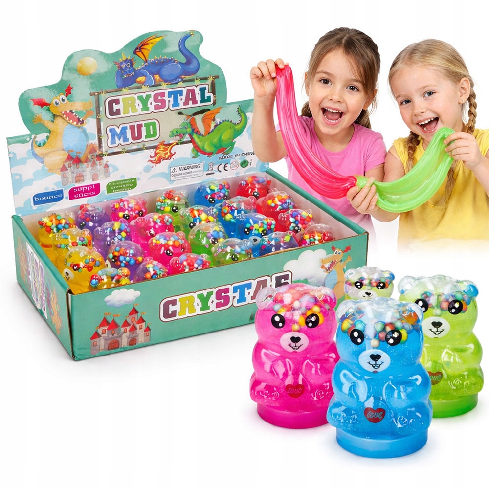 MINI GLUTEK SLIME Z BROKATEM I KULECZKAMI MIŚ 24 SZT