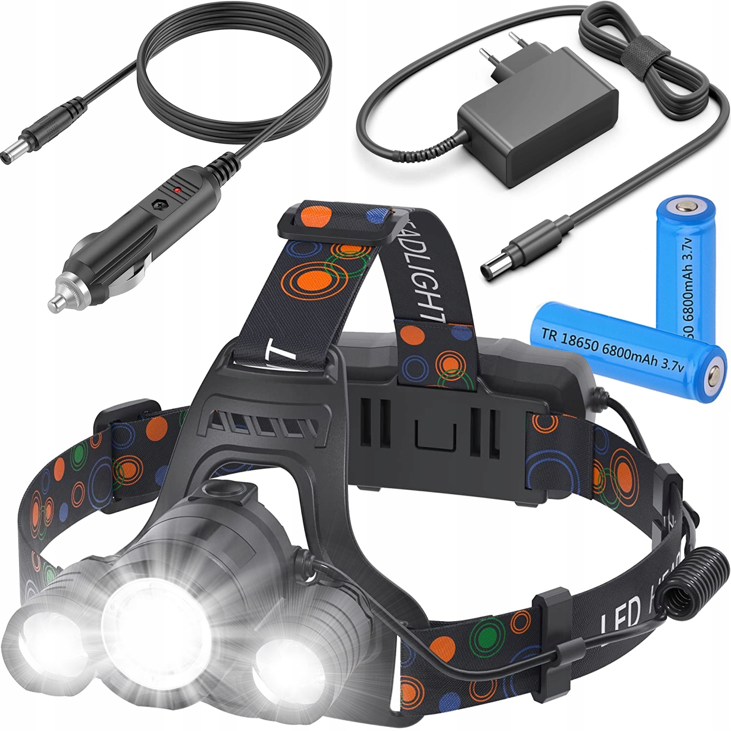 LATARKA CZOŁOWA 3 x LED T6 CREE CZOŁÓWKA AKU Mocna