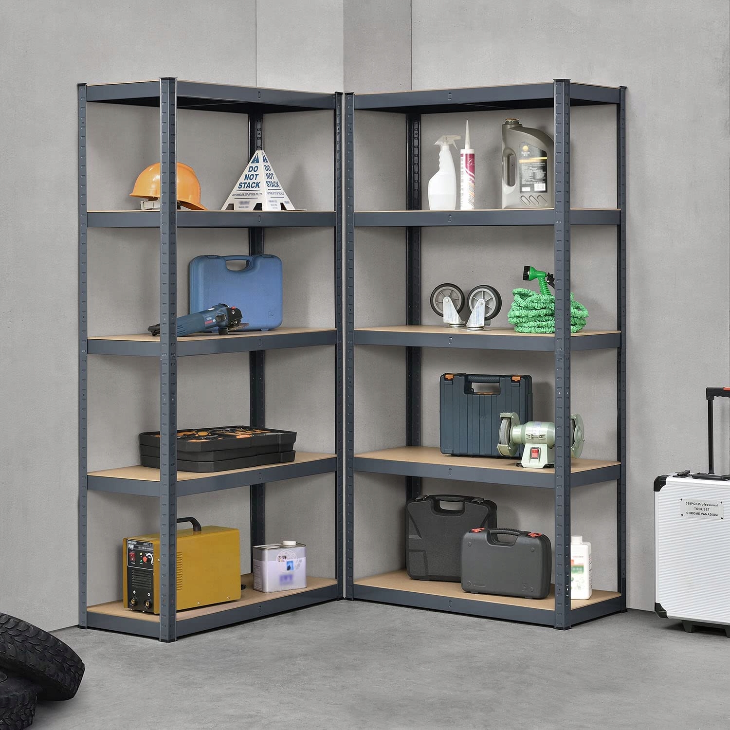 REGAŁ METALOWY MAGAZYNOWY GARAŻOWY CZARNY DO SPIŻARNI 5 PÓŁEK 180x90x40cm Kod producenta 8763858279