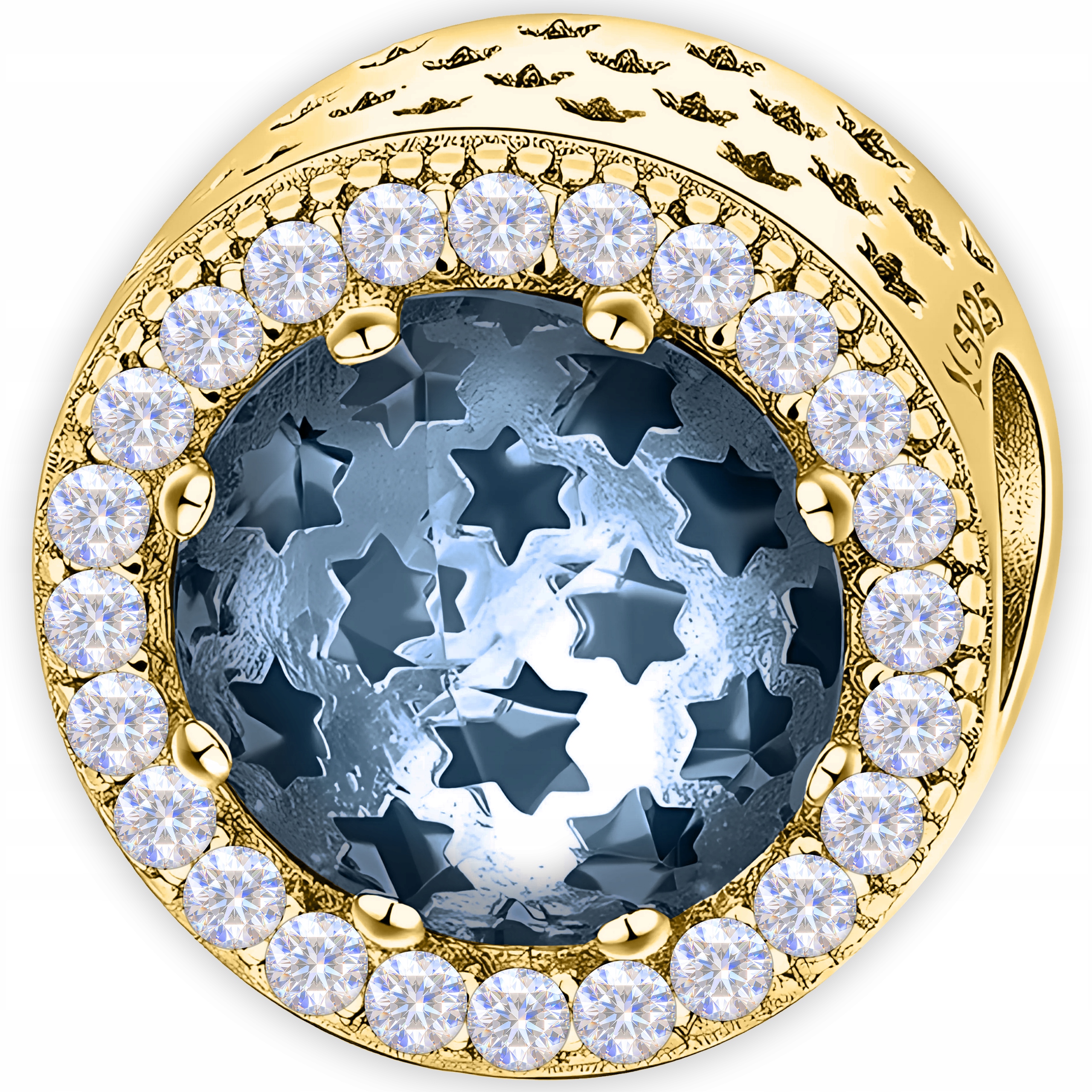 Charms Zlatý Korálek Klenot Pozlacený 585 s modrým krystalem Stříbro