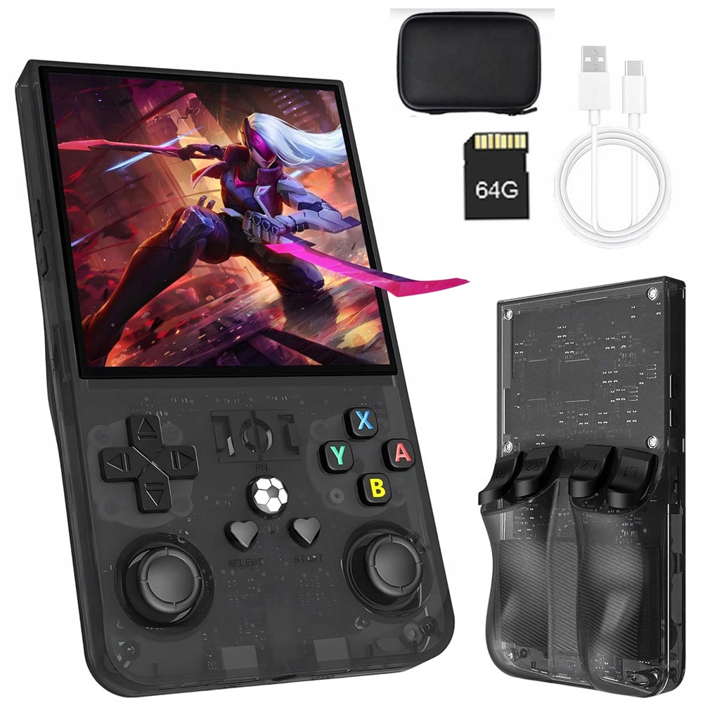 Przenośna Mobilna Konsola Do Gier Retro 18000 Gry Linux 64GB 4" Czarny
