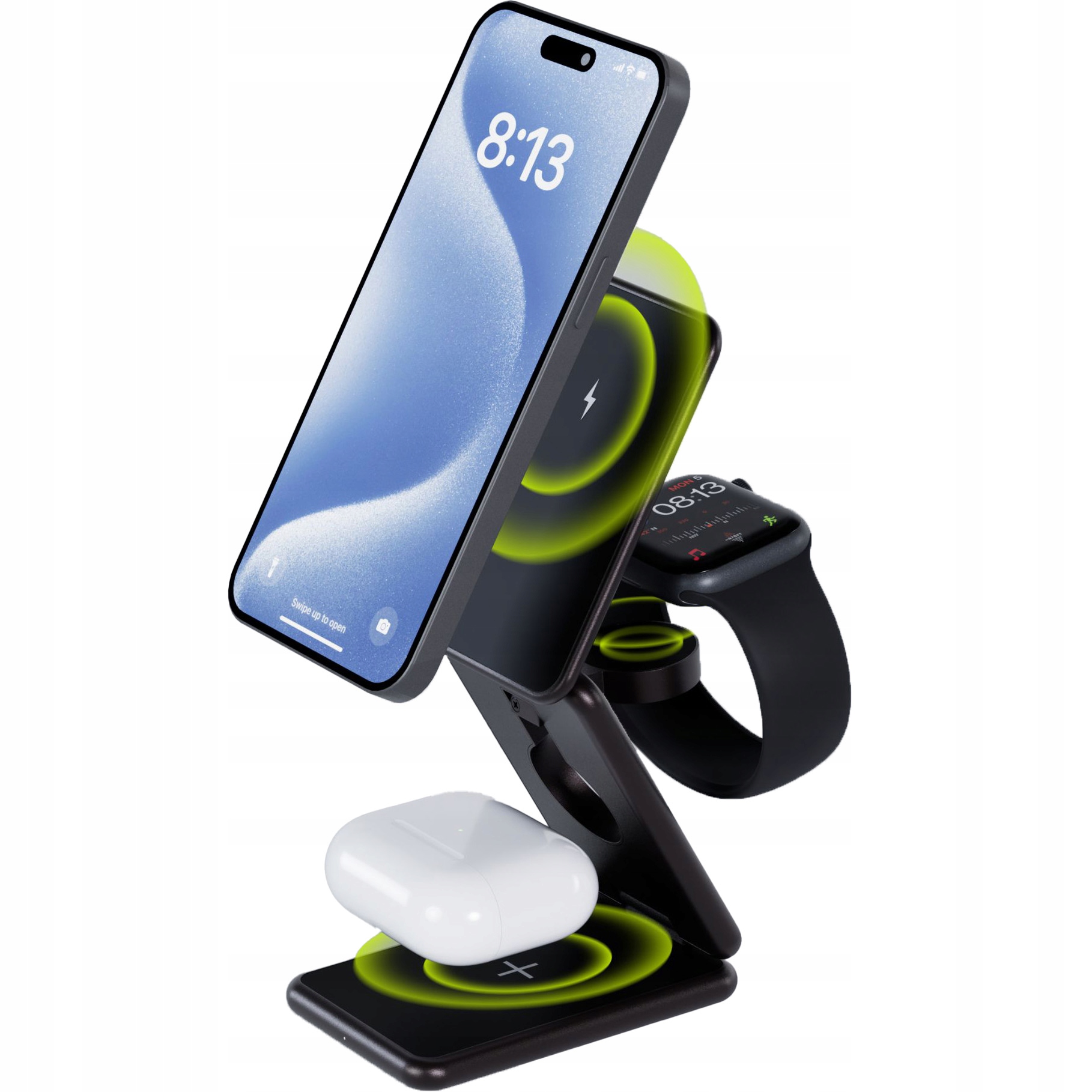 Indukční nabíječka 3v1 pro MagSafe Qi Allity 22,5W – pro iPhone, Watch, AirPods