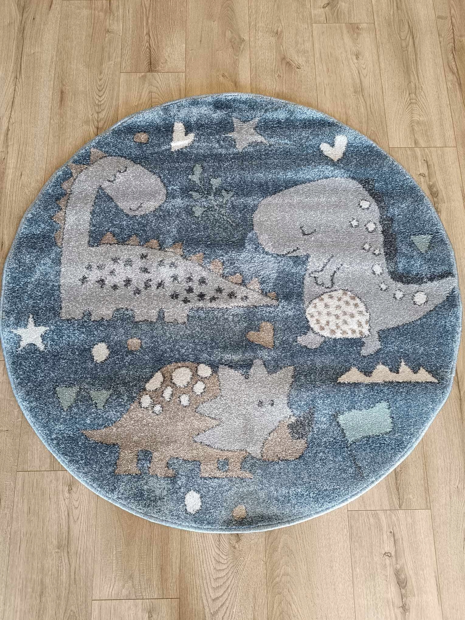 Diva modrá, dětská s dinosaury kulatý 120 cm