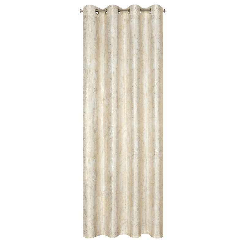 Závěs 140x250 krémový velurový metalický potisk