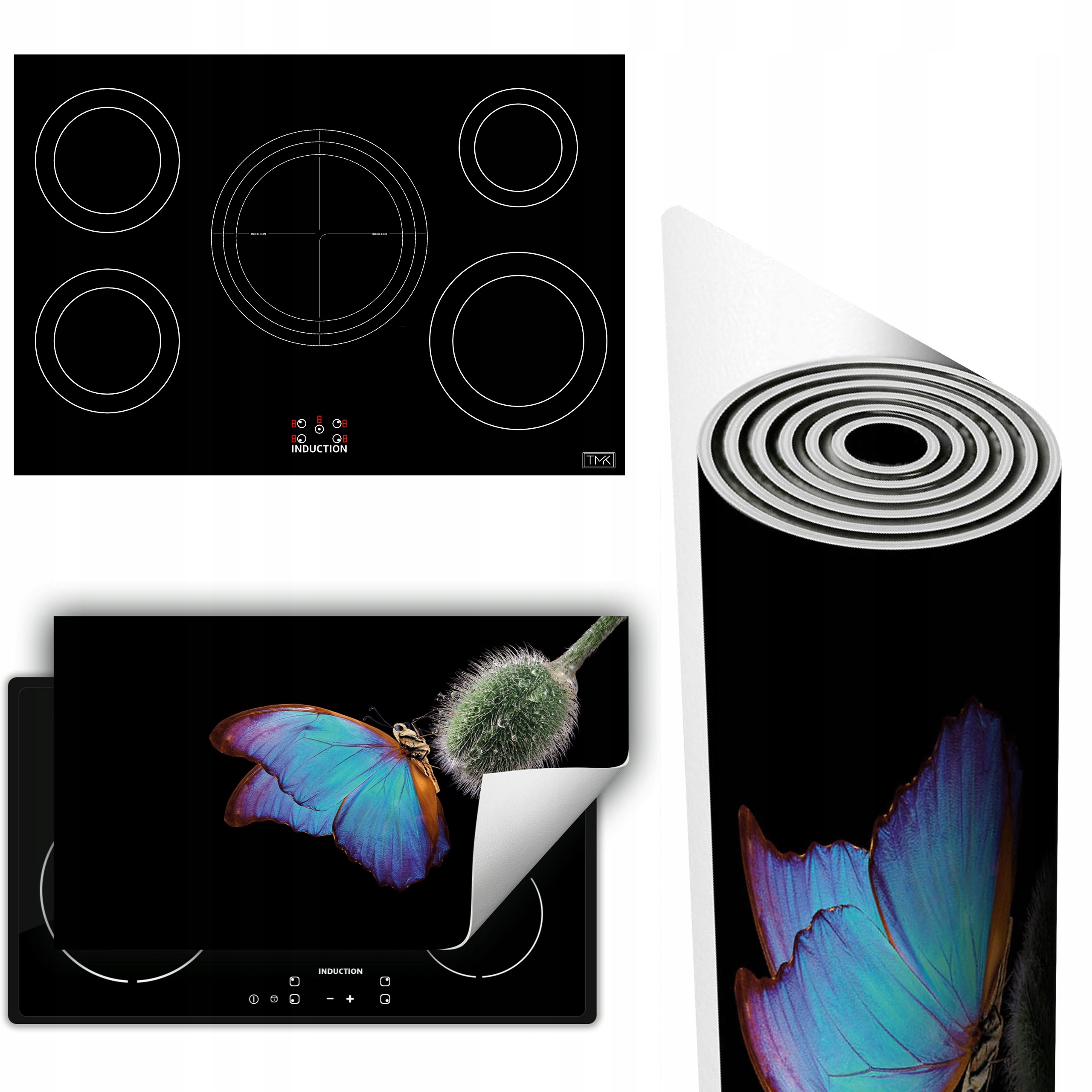 Vinylová Podložka Ochrana Kuchyňské Desky 90x52 černá motýl