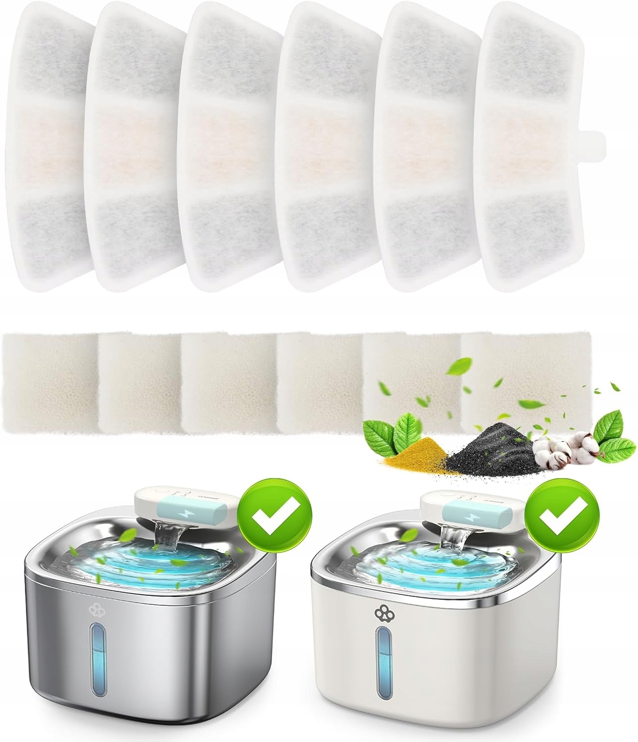 Levně 6 kusů náhradních filtrů pro fontánu pro kočky oneisall 3,5 l, model PW04