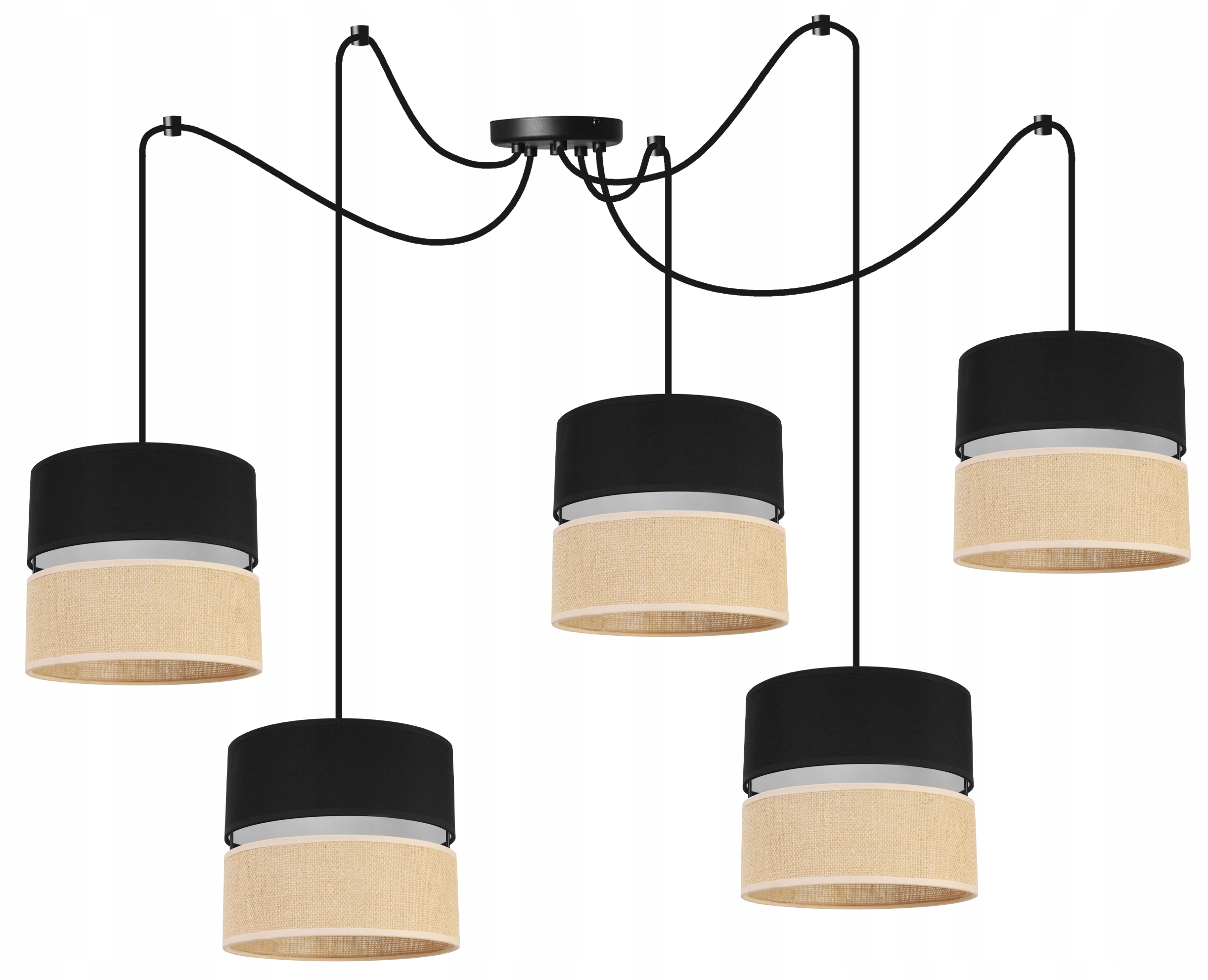 Stropná Závesná Lampa Luster Čierny Pavúk Tienidlo Boho Juta 20 CM