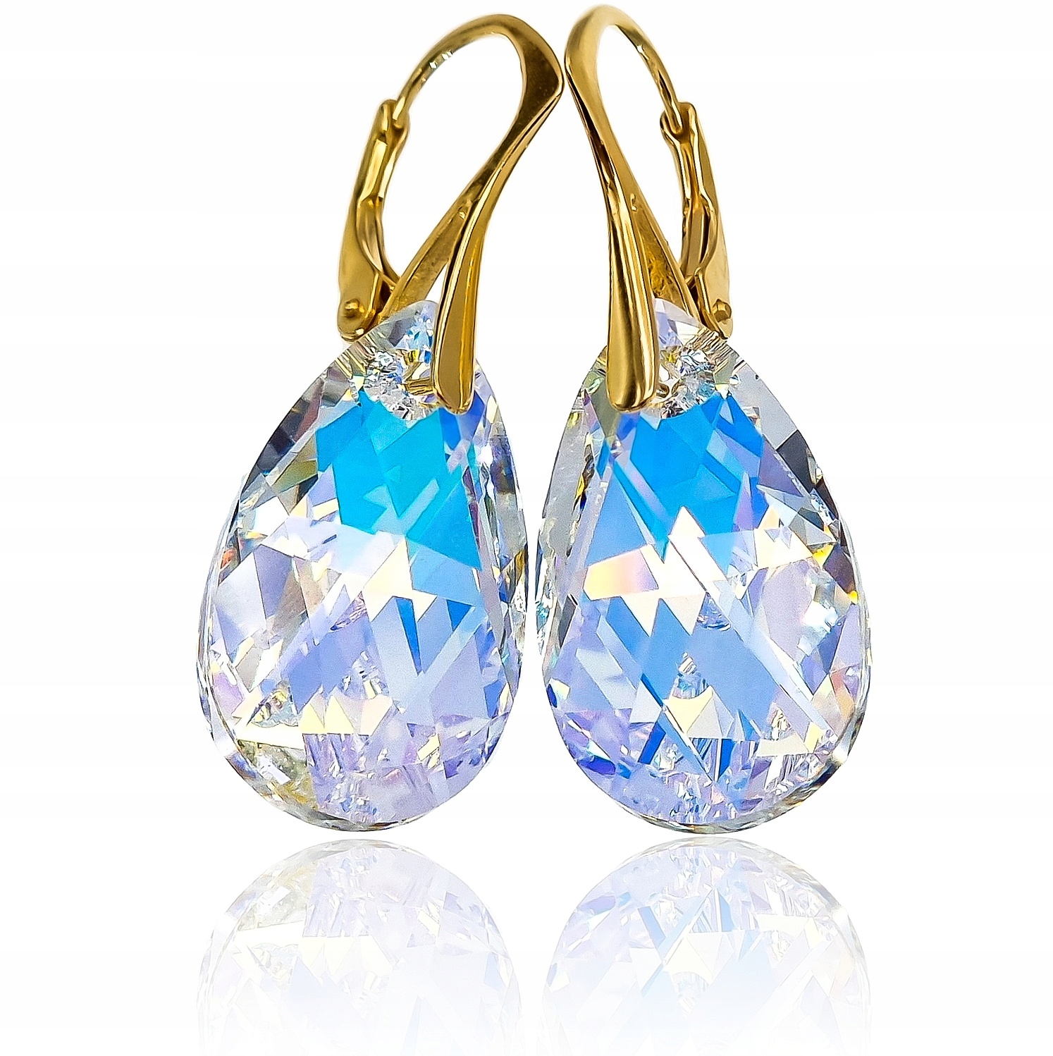 Křišťálové Náušnice Zlaté Stříbro Aurora s Certifikátem