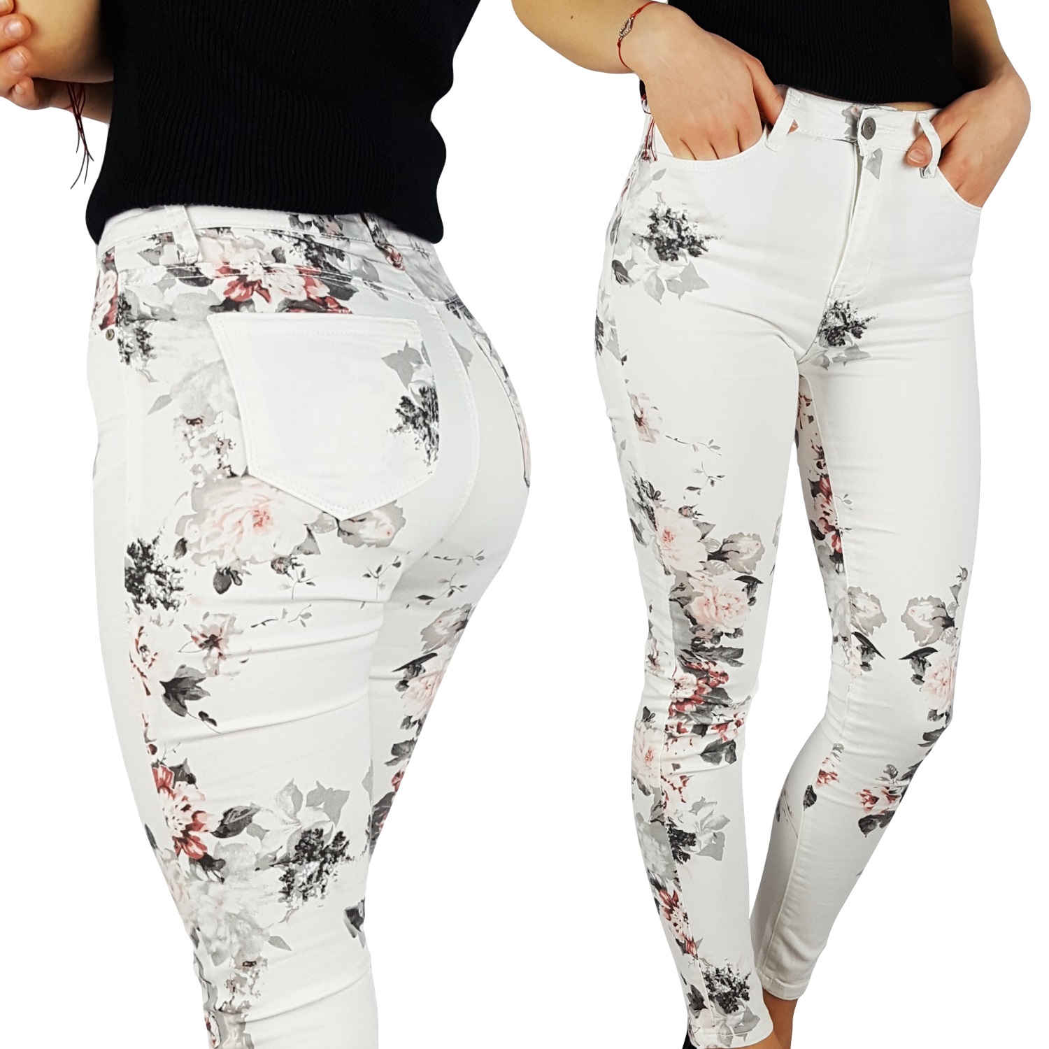 #DAMSKIE SPODNIE MODELUJĄCE Kwiaty MODELUJĄCE Marka inna