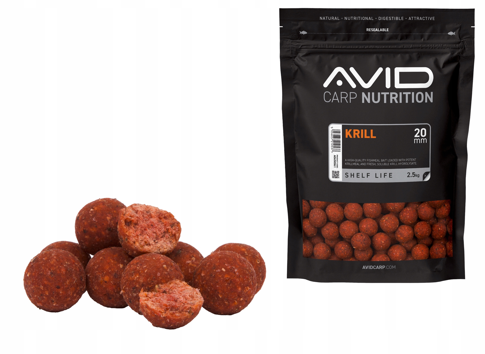 Boilies Avid Carp Nutrition 20 mm/2,5 kg Krill