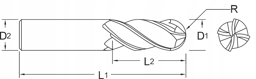 Frez VHM węglik kula KULISTY fi 5 mm R2,5 HRC45 Marka inny