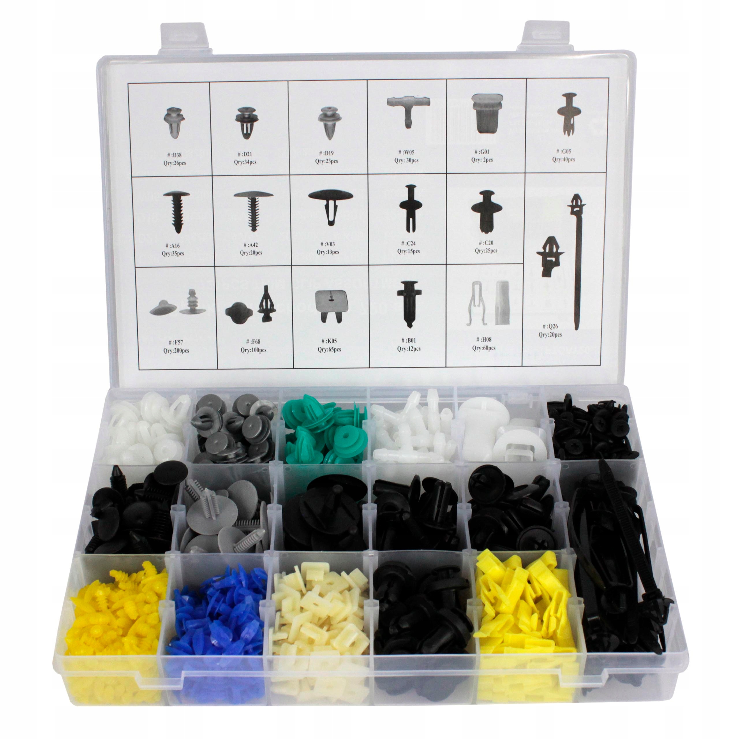 ZESTAW 720 SZT. SPINKI KOŁKI SAMOCHODOWE DO TAPICERKI KLIPSY Marka Falon-Tech