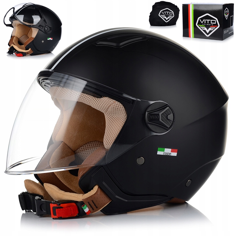 Motocyklová Přilba Otevřená Vito Moda Matt Lehká Ece 22.06 Dvojité Sklo