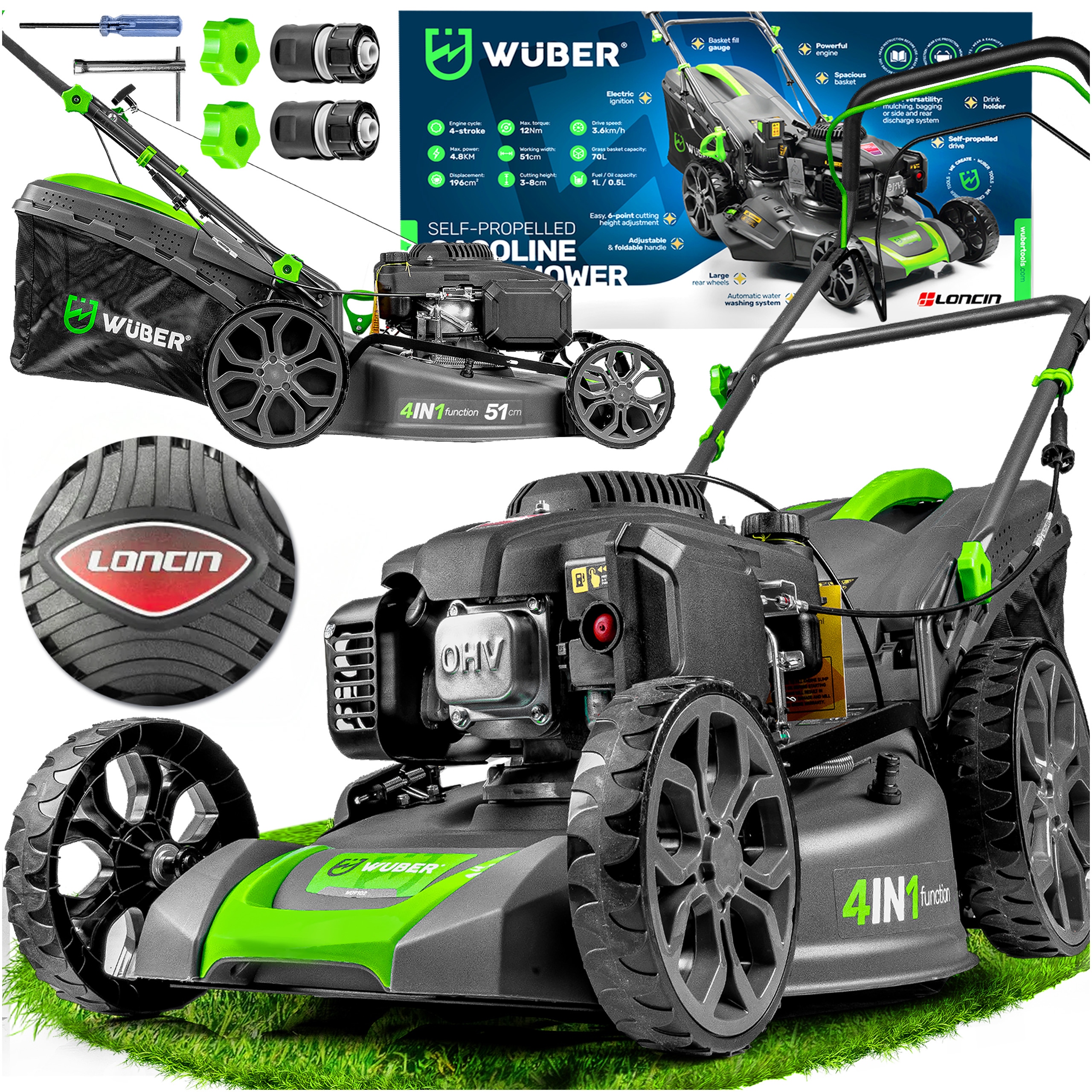 Kosiarka Spalinowa Silnik Loncin Z Napędem Rozrusznik Mocna Do Trawy Napęd