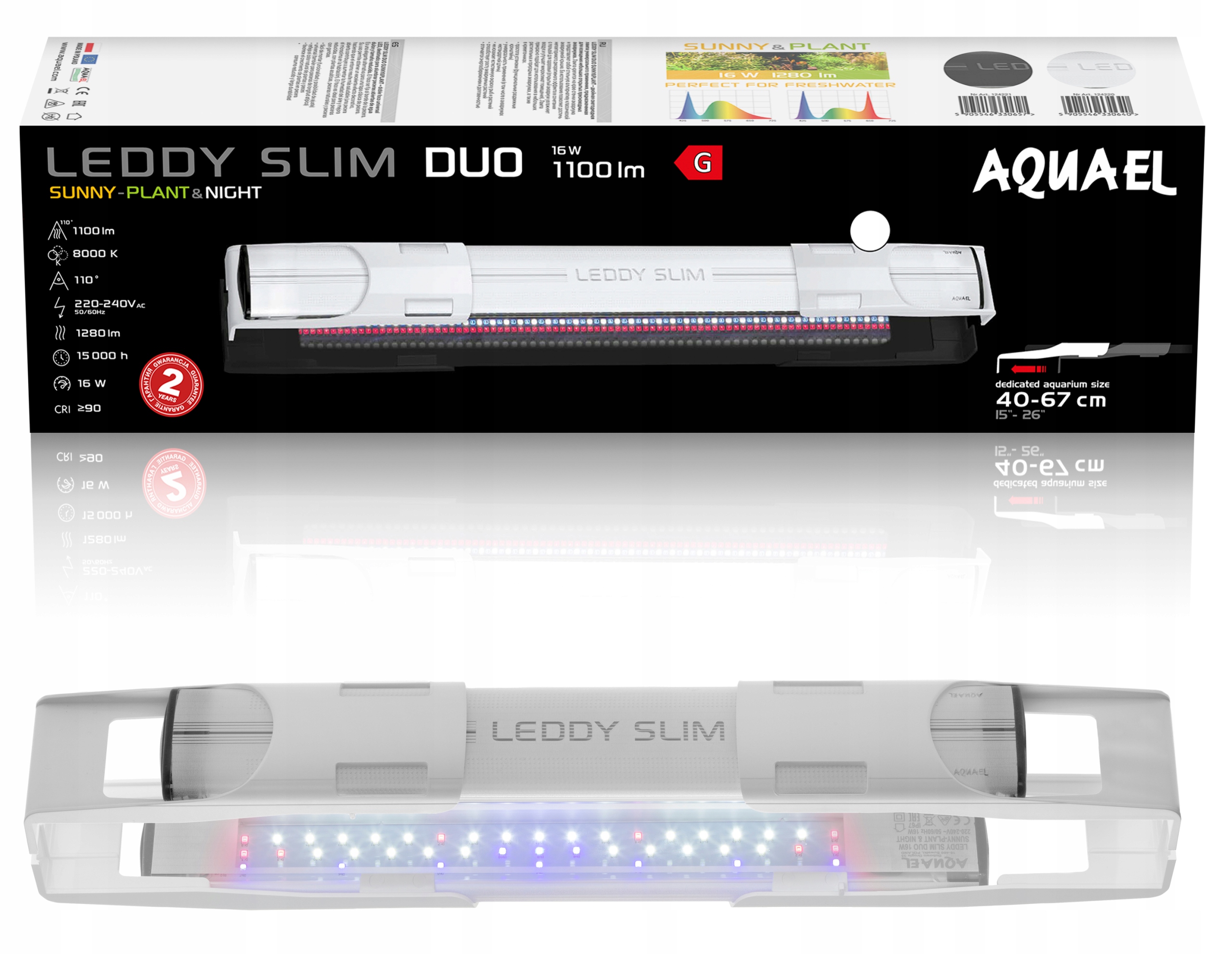 Levně Aquael Slim Duo Sunny Plant&night 16W 40-60 cm bílý