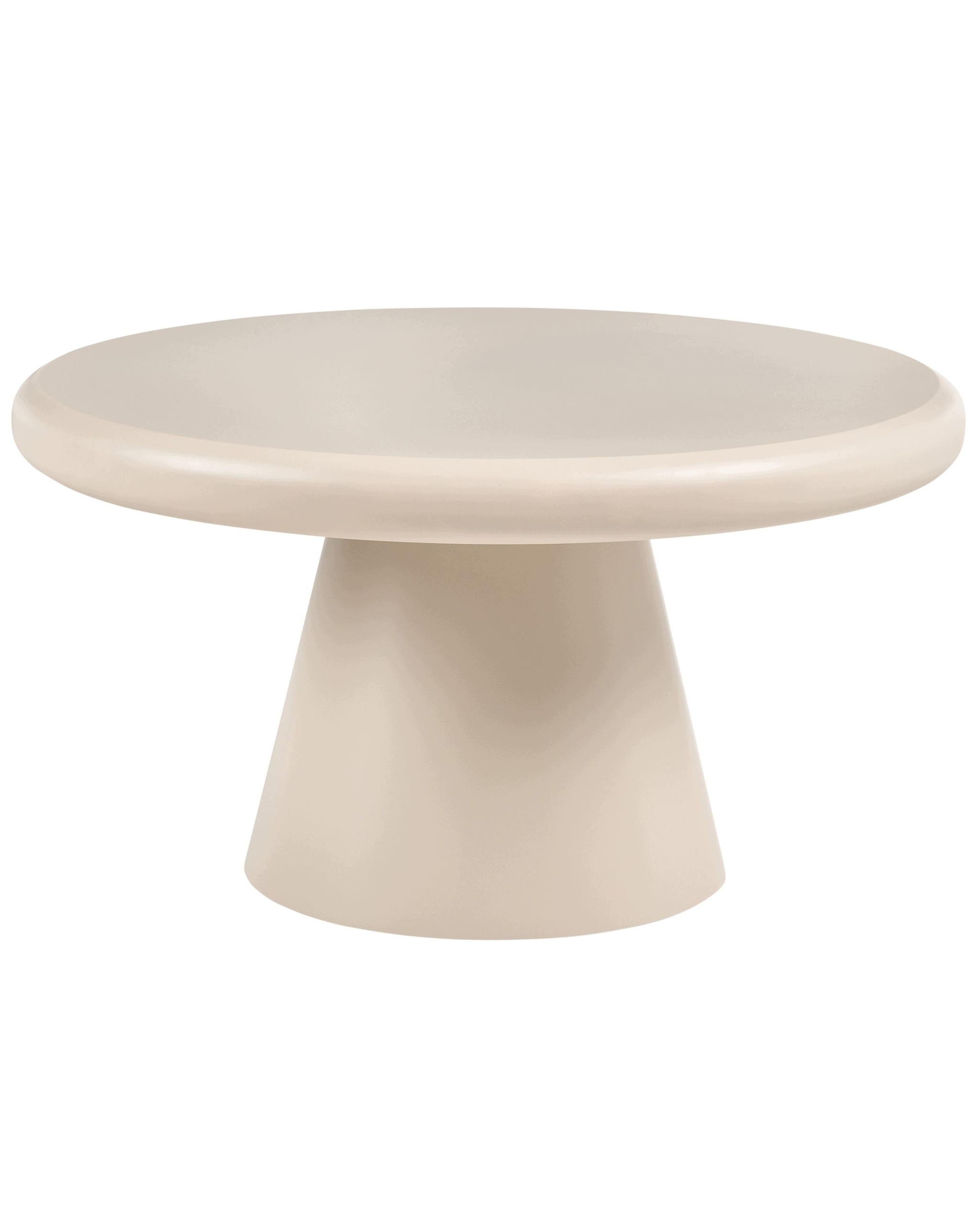 Stolik kawowy okrągły 80 cm Mdf z kolumnową podstawą beżowy