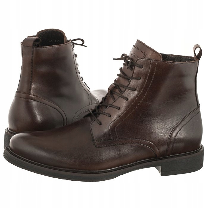 Kožené boty Pánské Kotníkové Boty Wojas Hnědé 24052 Brown
