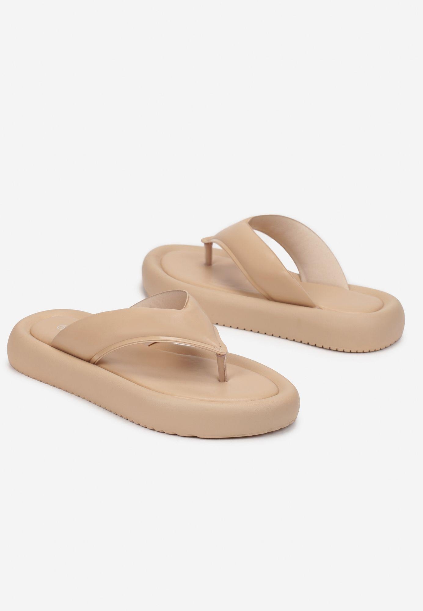 

Renee Beżowe Japonki damskie 37 Ekoskóra Płaski