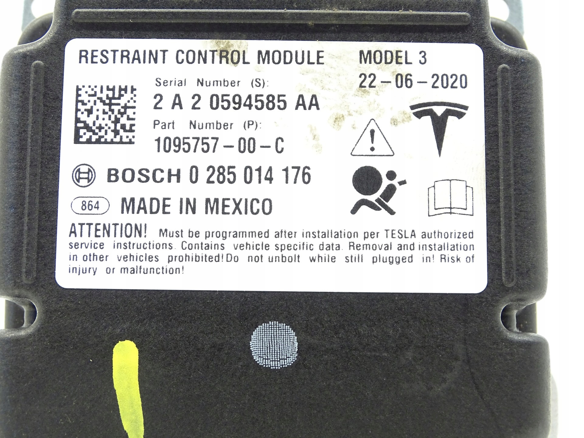 SENSOR modulo airbag airbag TESLA MODEL 3 1095757-00-C
