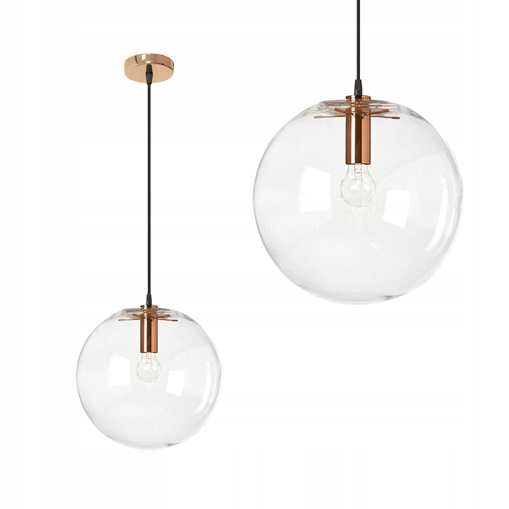 LAMPA WISZĄCA SZKLANA KULA ROSE GOLD LASSI 20CM