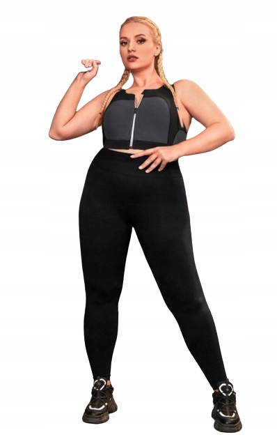 Legginsy Czarne Plus Size Sportowe Długie 44 M4I