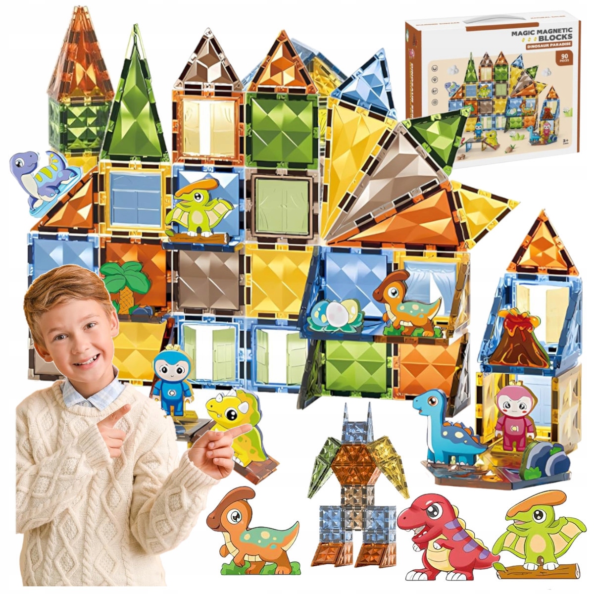 MÁGNESES ÉPÍTŐKOCKÁK GYEREKEKNEK MAGNETIC BLOCKS SZETT 90 DB-OS Csomagolás állapota eredeti