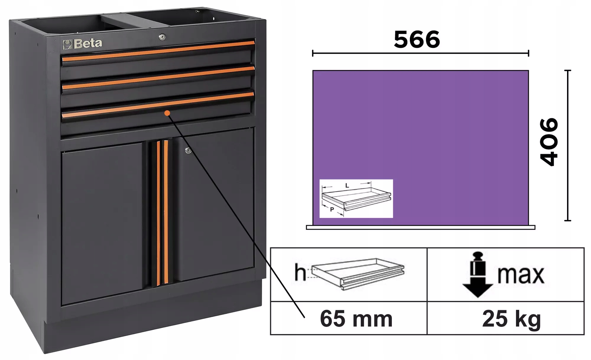 Moduł stały z 3 szufladami i szafką system C45PRO Beta 4500/C45PRO/M3A Kod producenta 8054809415147