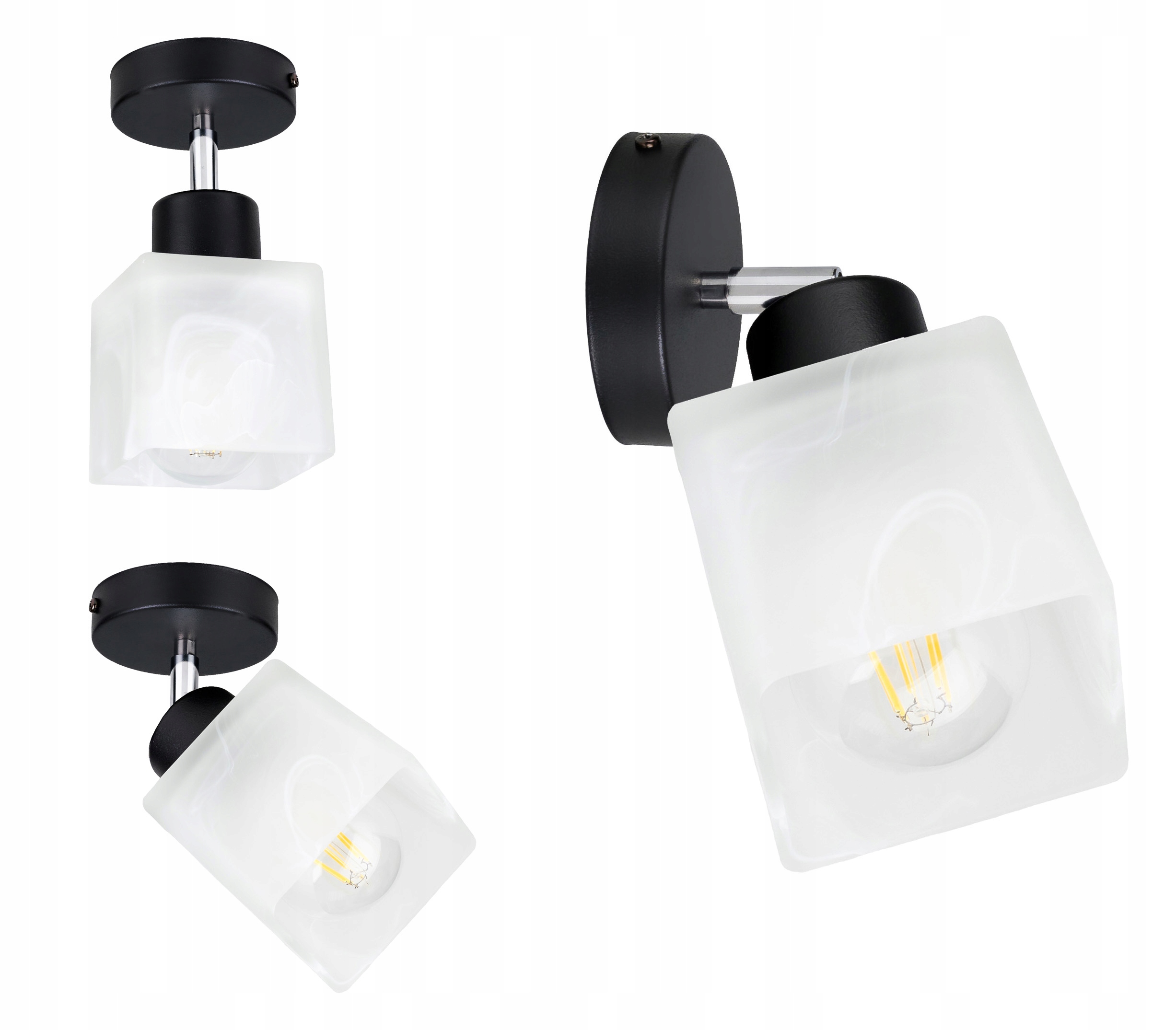 

Lampa Kinkiet ścienny ruchomy loft Klosz Szklany