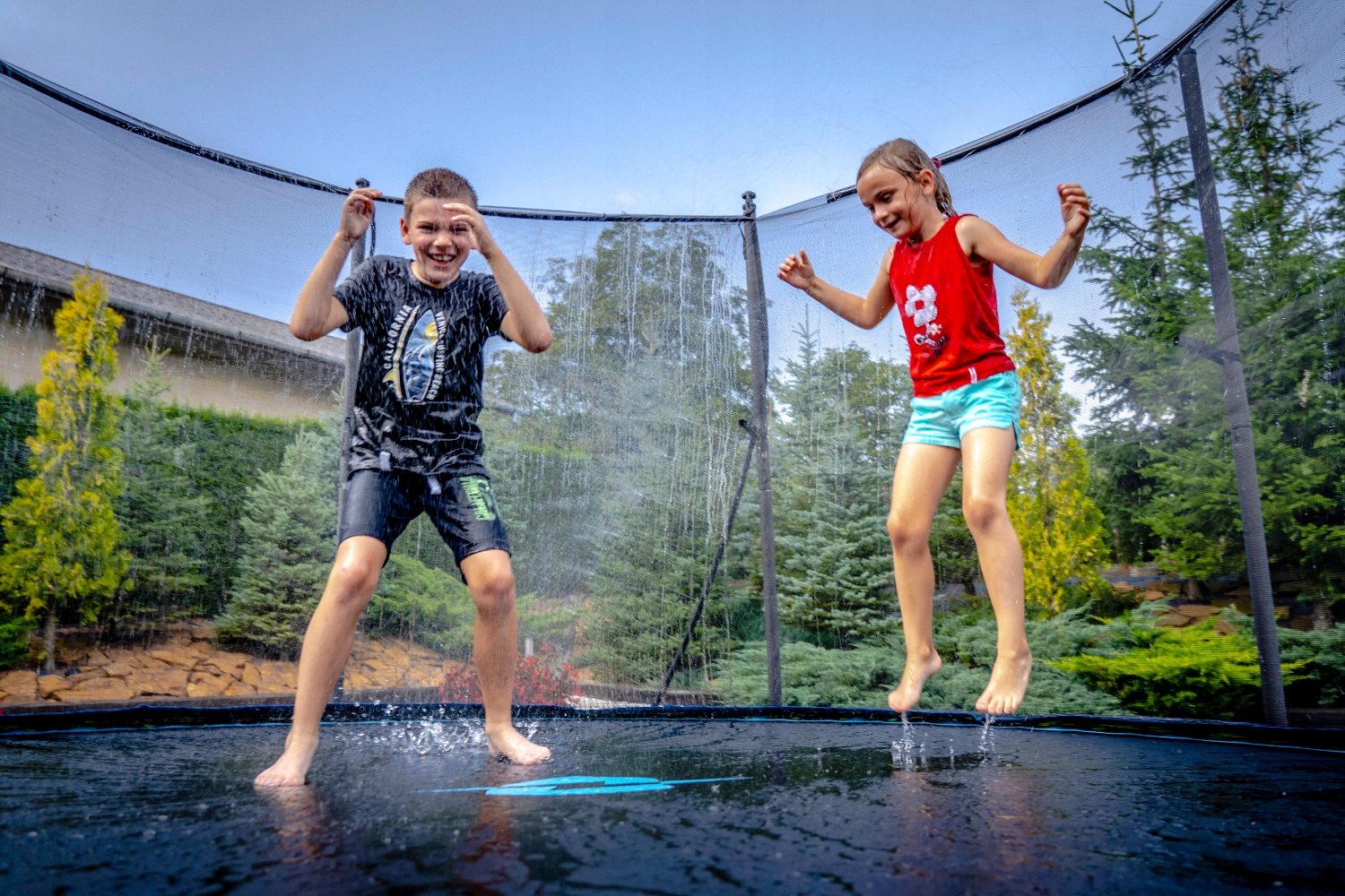 TRAMPOLINA SIATKA WEWNĘTRZNA BATUT DLA DZIECI OGRODOWA 427cm FT 14 DRABINKA Wysokość całkowita 270 cm